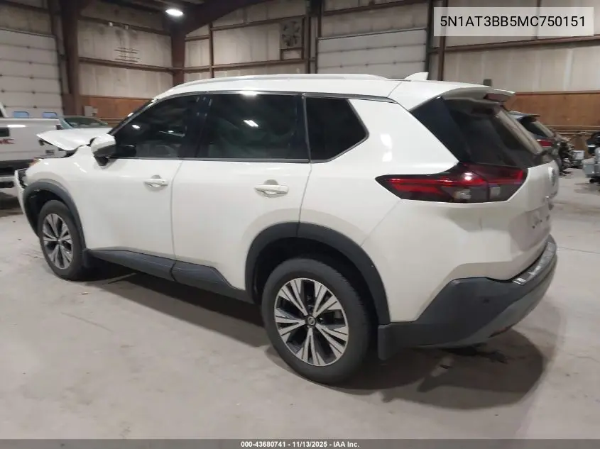5N1AT3BB5MC750151 2021 Nissan Rogue Sv Intelligent Awd