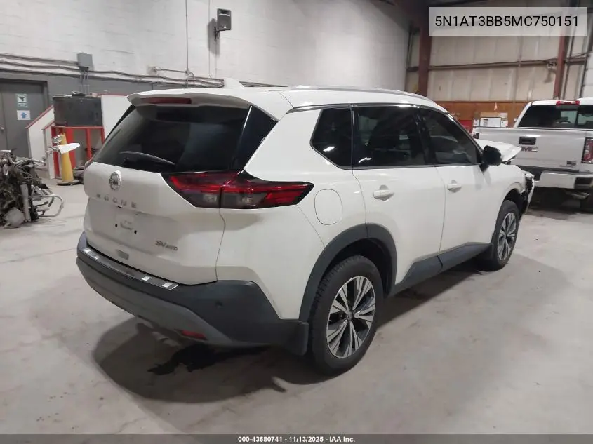 5N1AT3BB5MC750151 2021 Nissan Rogue Sv Intelligent Awd