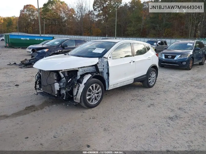 JN1BJ1AW7MW443041 2021 Nissan Rogue Sport S Awd Xtronic Cvt