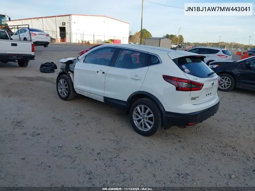 JN1BJ1AW7MW443041 2021 Nissan Rogue Sport S Awd Xtronic Cvt