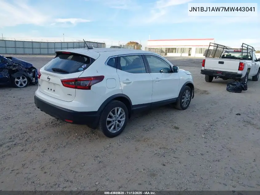 JN1BJ1AW7MW443041 2021 Nissan Rogue Sport S Awd Xtronic Cvt