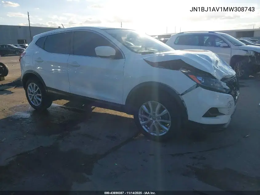 JN1BJ1AV1MW308743 2021 Nissan Rogue Sport S Fwd Xtronic Cvt