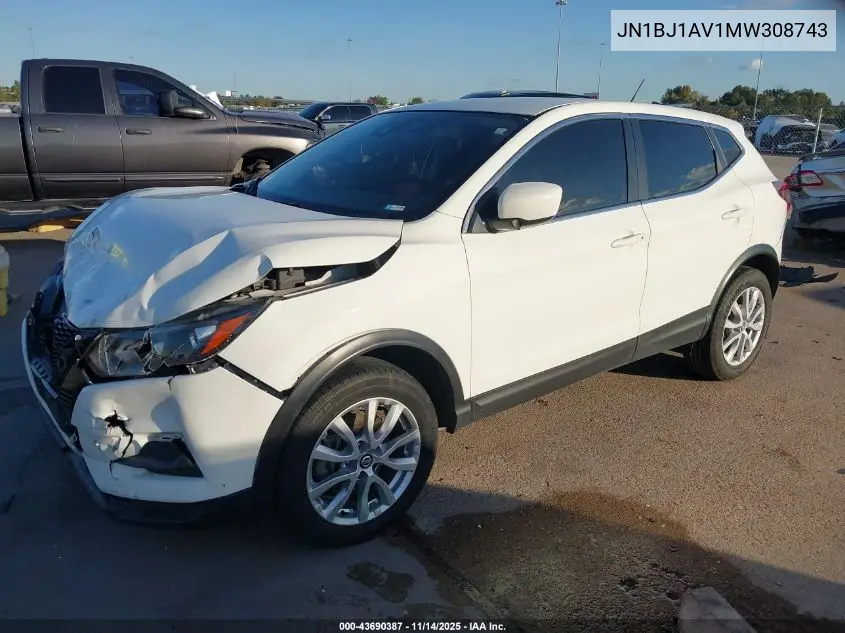 JN1BJ1AV1MW308743 2021 Nissan Rogue Sport S Fwd Xtronic Cvt