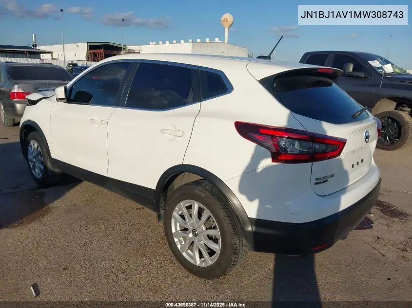 JN1BJ1AV1MW308743 2021 Nissan Rogue Sport S Fwd Xtronic Cvt
