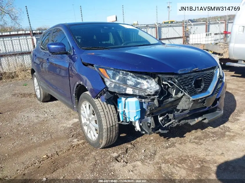 JN1BJ1AV5MW314769 2021 Nissan Rogue Sport S Fwd Xtronic Cvt