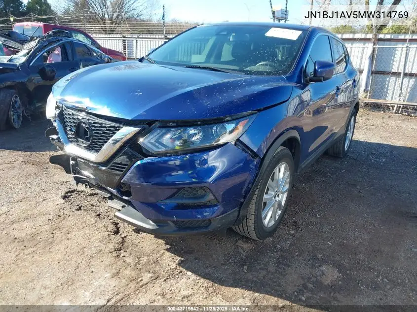 JN1BJ1AV5MW314769 2021 Nissan Rogue Sport S Fwd Xtronic Cvt