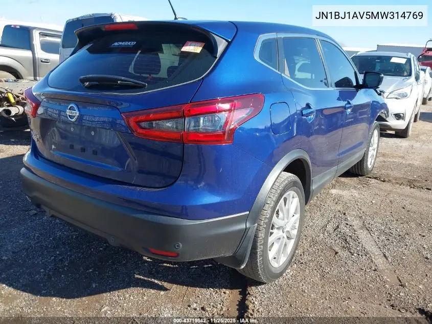 JN1BJ1AV5MW314769 2021 Nissan Rogue Sport S Fwd Xtronic Cvt