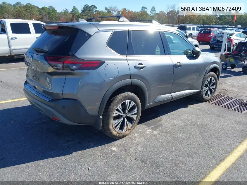 5N1AT3BA1MC672409 2021 Nissan Rogue Sv Fwd