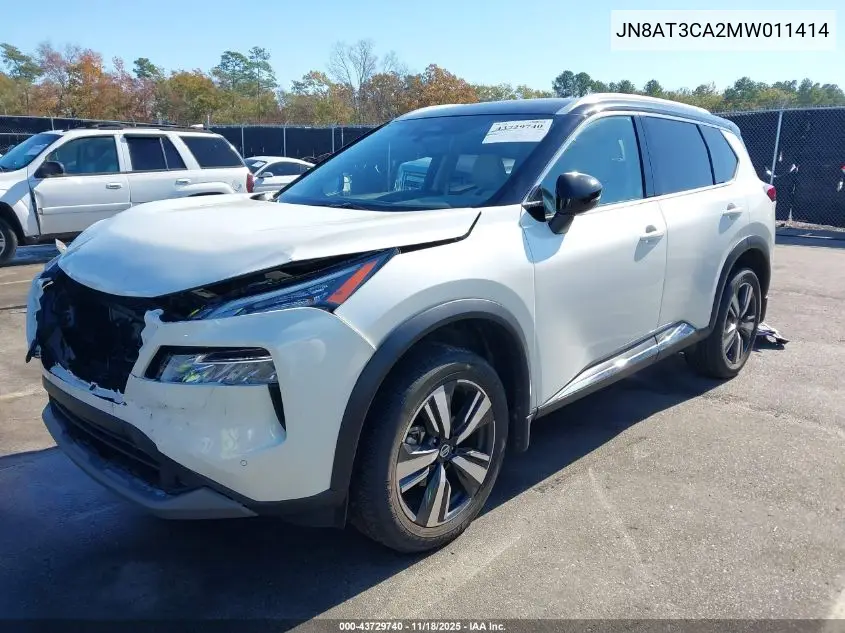 JN8AT3CA2MW011414 2021 Nissan Rogue Sl Fwd