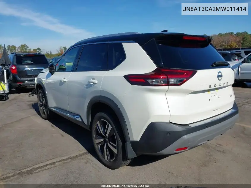 JN8AT3CA2MW011414 2021 Nissan Rogue Sl Fwd