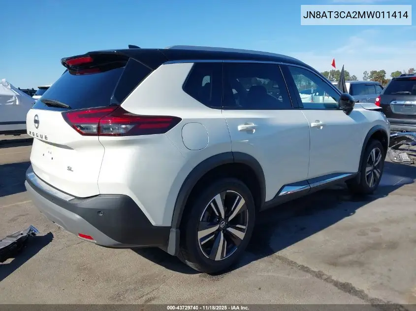 JN8AT3CA2MW011414 2021 Nissan Rogue Sl Fwd