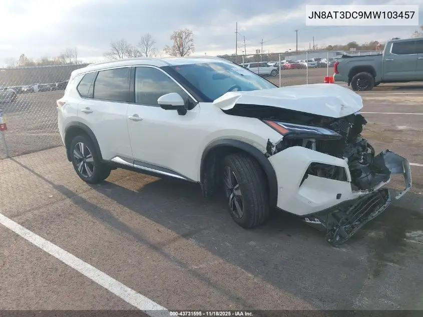 JN8AT3DC9MW103457 2021 Nissan Rogue Platinum Fwd