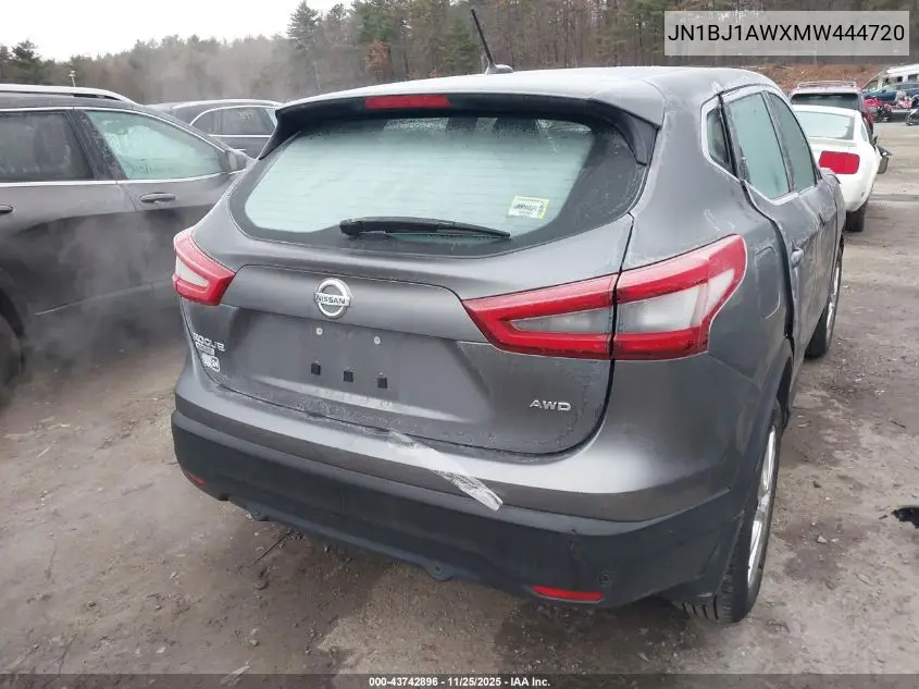 JN1BJ1AWXMW444720 2021 Nissan Rogue Sport S Awd Xtronic Cvt