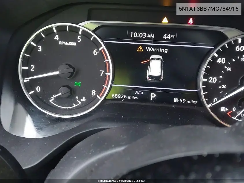 5N1AT3BB7MC784916 2021 Nissan Rogue Sv Intelligent Awd