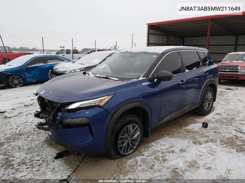 JN8AT3AB5MW211649 2021 Nissan Rogue S Intelligent Awd