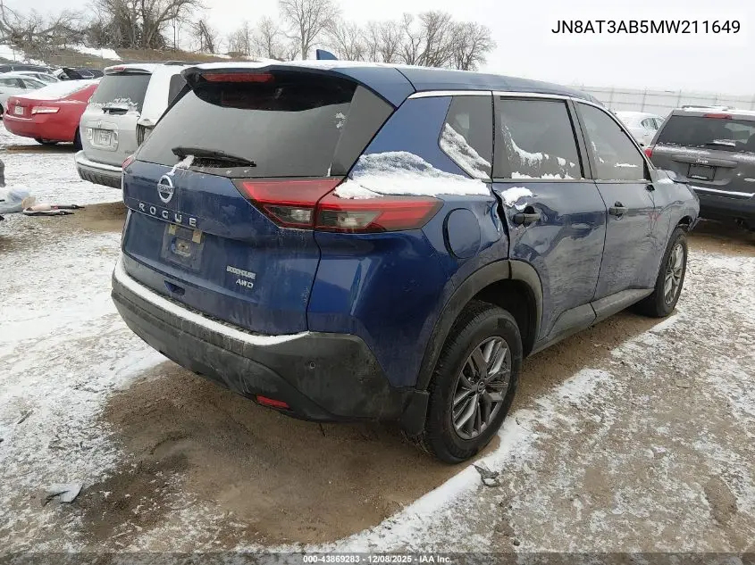 JN8AT3AB5MW211649 2021 Nissan Rogue S Intelligent Awd