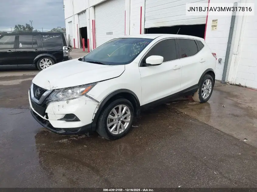 JN1BJ1AV3MW317816 2021 Nissan Rogue Sport S Fwd Xtronic Cvt