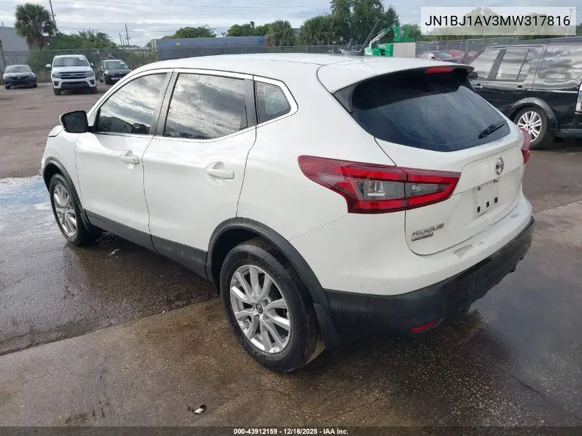 JN1BJ1AV3MW317816 2021 Nissan Rogue Sport S Fwd Xtronic Cvt