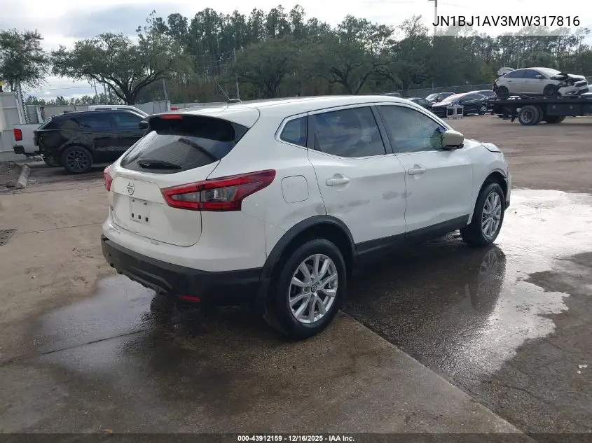 JN1BJ1AV3MW317816 2021 Nissan Rogue Sport S Fwd Xtronic Cvt