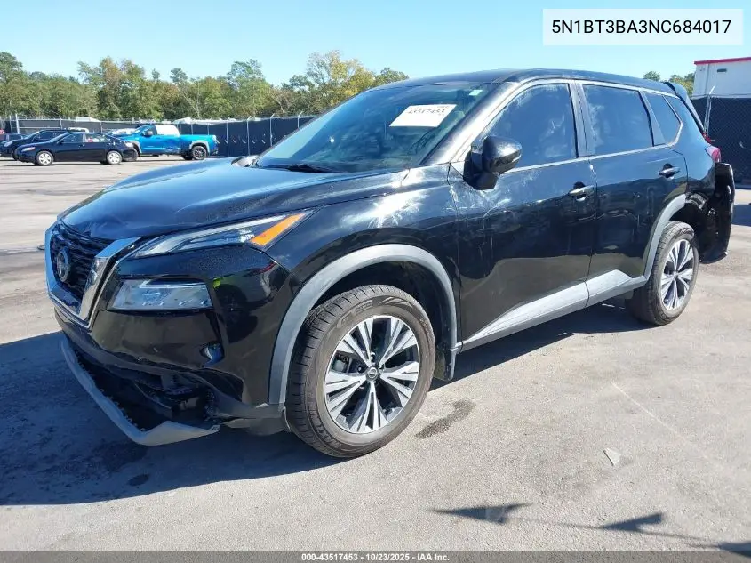 5N1BT3BA3NC684017 2022 Nissan Rogue Sv Fwd