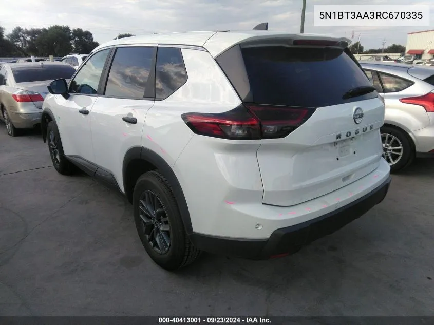 2024 Nissan Rogue S Fwd VIN: 5N1BT3AA3RC670335 Lot: 40413001