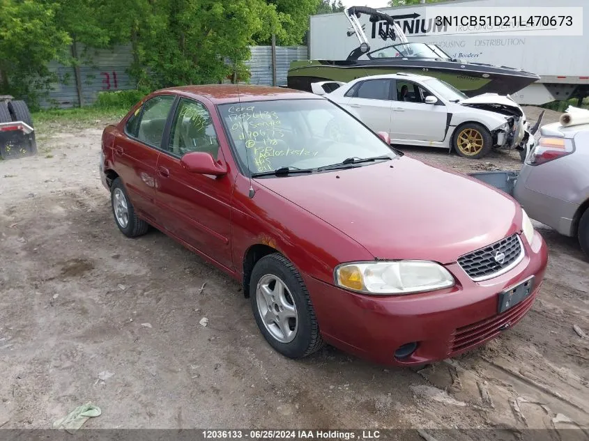 2001 Nissan Sentra Xe/Gxe VIN: 3N1CB51D21L470673 Lot: 12036133