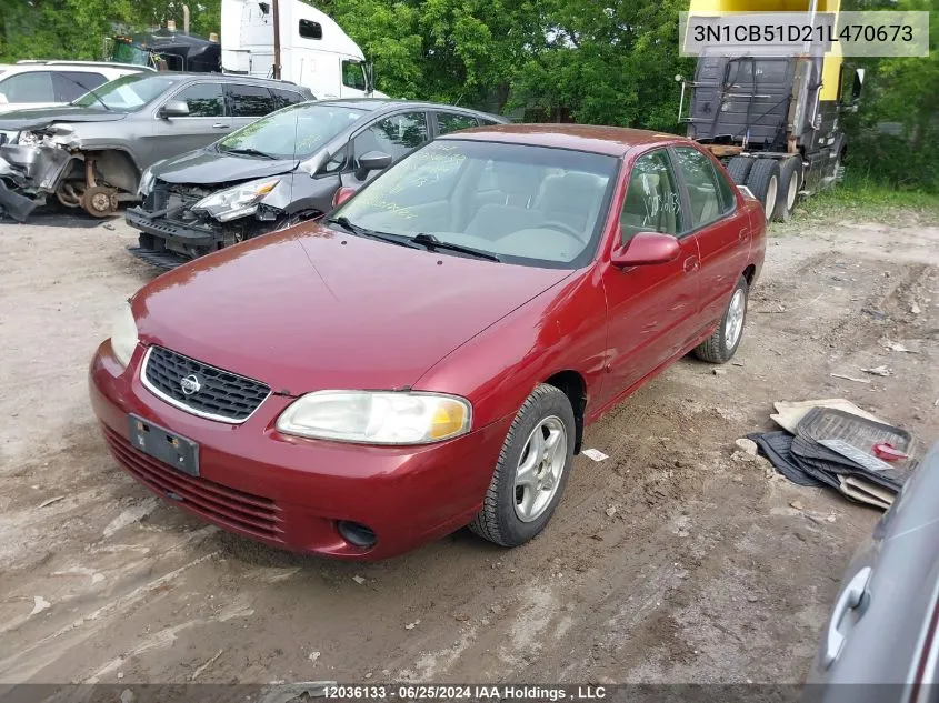 2001 Nissan Sentra Xe/Gxe VIN: 3N1CB51D21L470673 Lot: 12036133