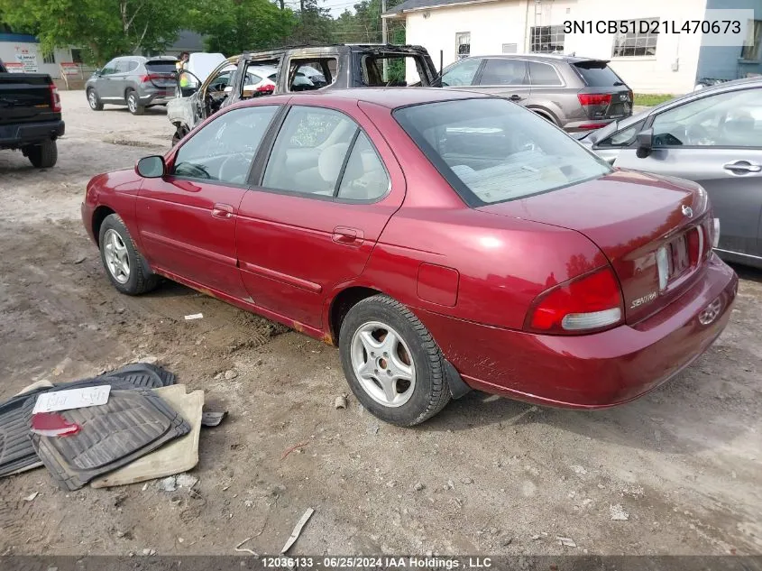 2001 Nissan Sentra Xe/Gxe VIN: 3N1CB51D21L470673 Lot: 12036133