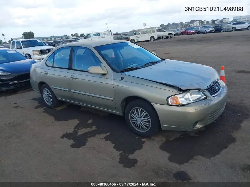 2001 Nissan Sentra Gxe VIN: 3N1CB51D21L498988 Lot: 40366456