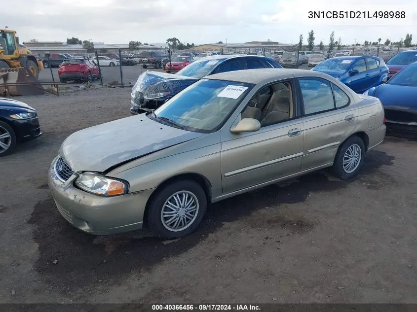 2001 Nissan Sentra Gxe VIN: 3N1CB51D21L498988 Lot: 40366456