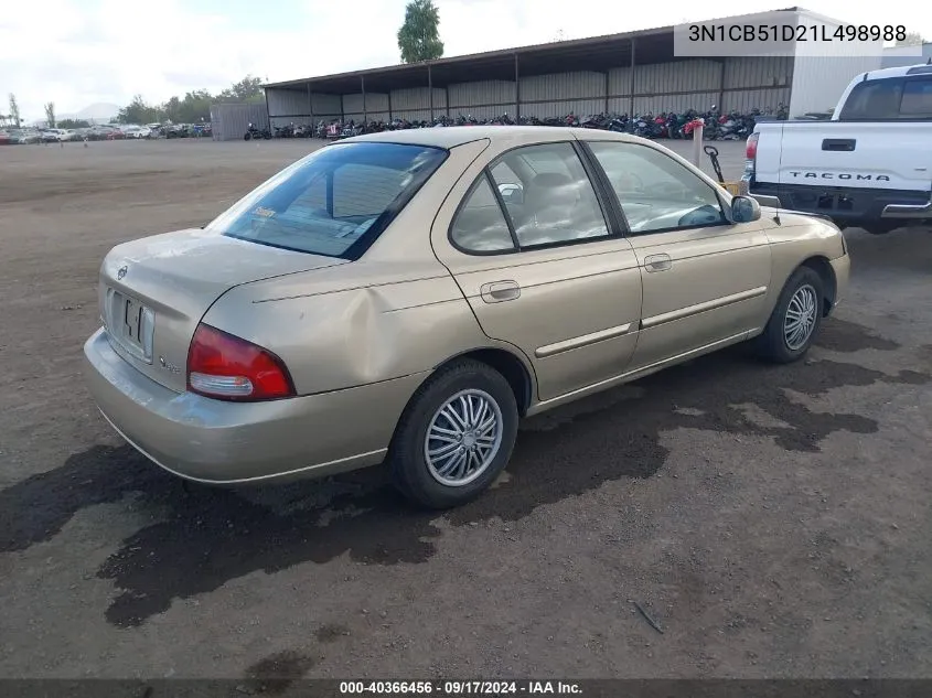 2001 Nissan Sentra Gxe VIN: 3N1CB51D21L498988 Lot: 40366456