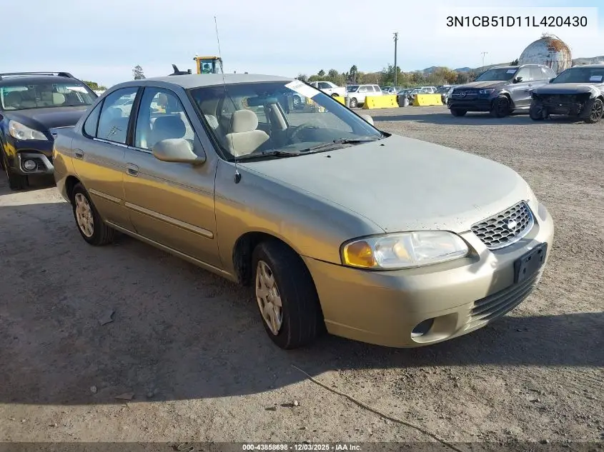 3N1CB51D11L420430 2001 Nissan Sentra Gxe
