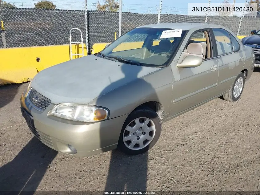 3N1CB51D11L420430 2001 Nissan Sentra Gxe