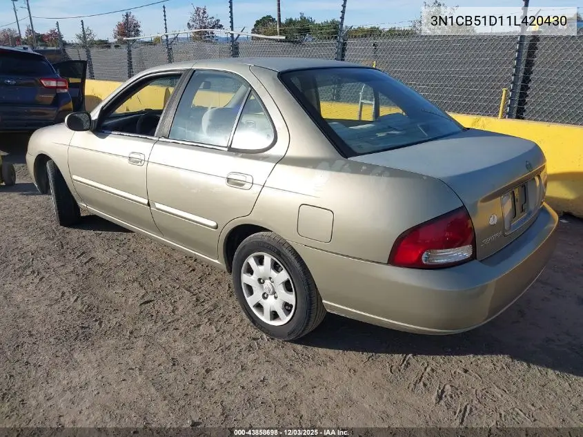 3N1CB51D11L420430 2001 Nissan Sentra Gxe