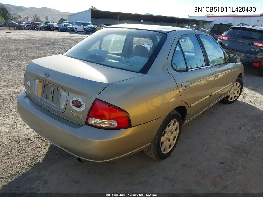 3N1CB51D11L420430 2001 Nissan Sentra Gxe