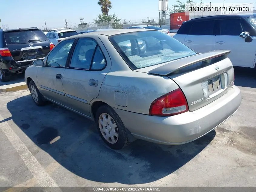 2002 Nissan Sentra Gxe VIN: 3N1CB51D42L677003 Lot: 40370545