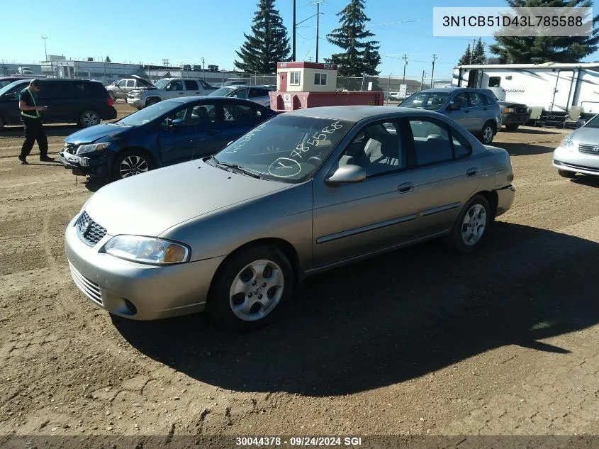 2003 Nissan Sentra Xe/Gxe VIN: 3N1CB51D43L785588 Lot: 30044378