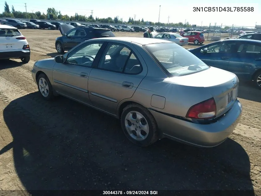 2003 Nissan Sentra Xe/Gxe VIN: 3N1CB51D43L785588 Lot: 30044378