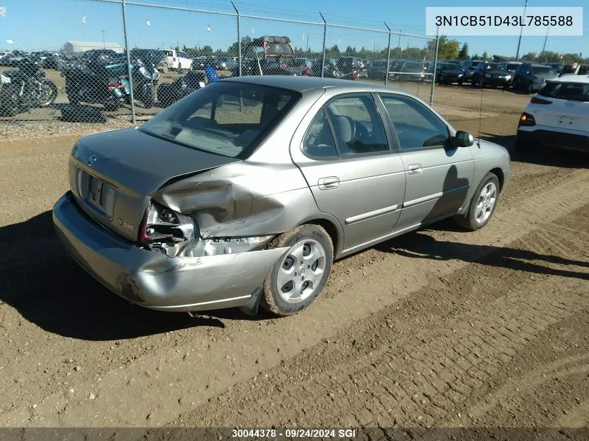 2003 Nissan Sentra Xe/Gxe VIN: 3N1CB51D43L785588 Lot: 30044378