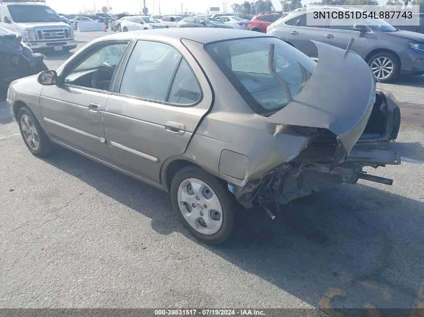 2004 Nissan Sentra 1.8S VIN: 3N1CB51D54L887743 Lot: 39831517