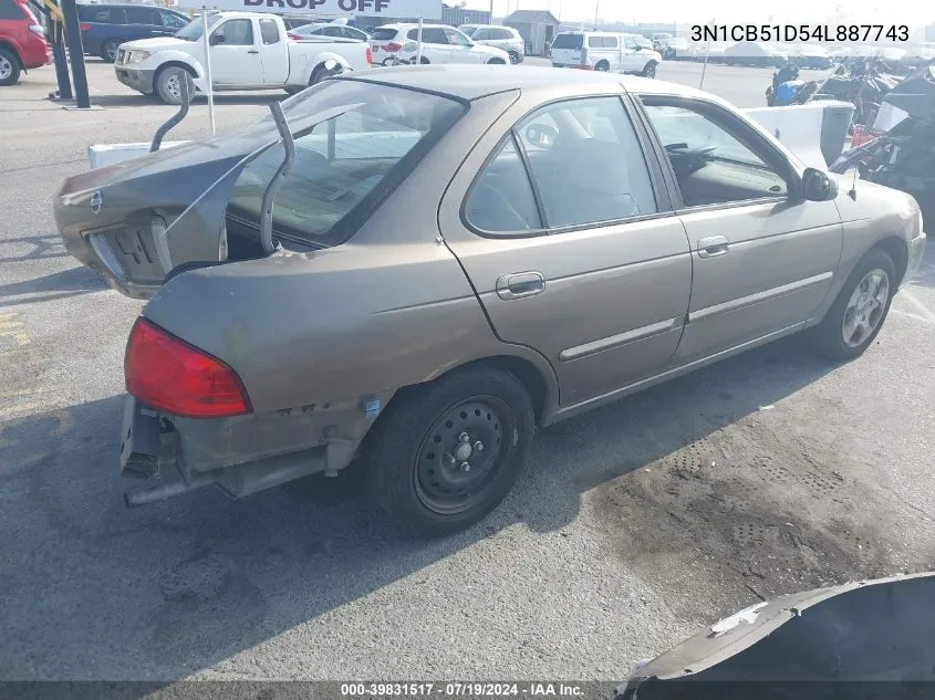 2004 Nissan Sentra 1.8S VIN: 3N1CB51D54L887743 Lot: 39831517