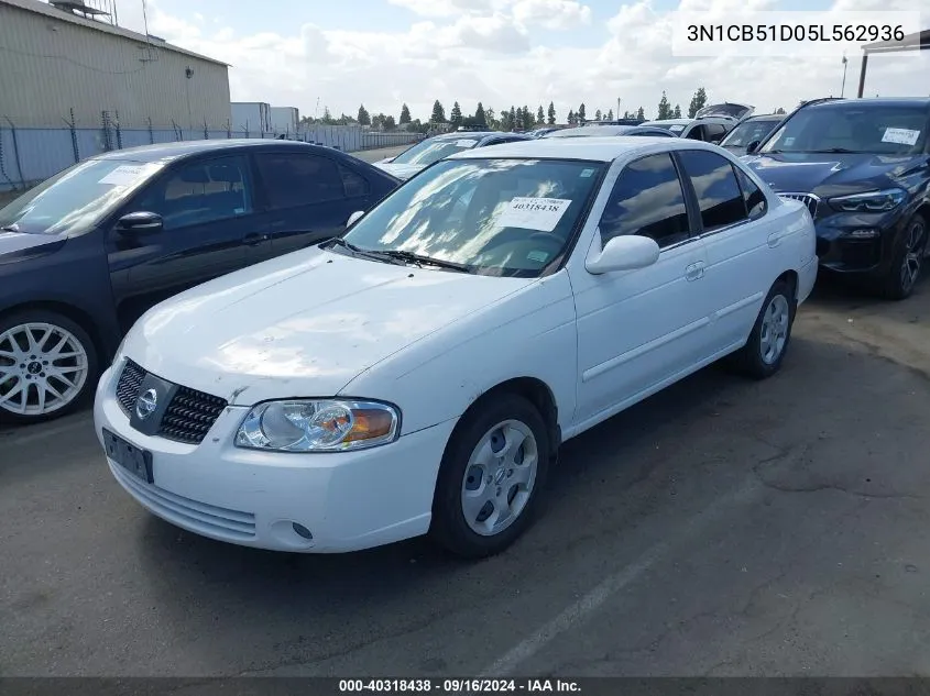 2005 Nissan Sentra 1.8S VIN: 3N1CB51D05L562936 Lot: 40318438