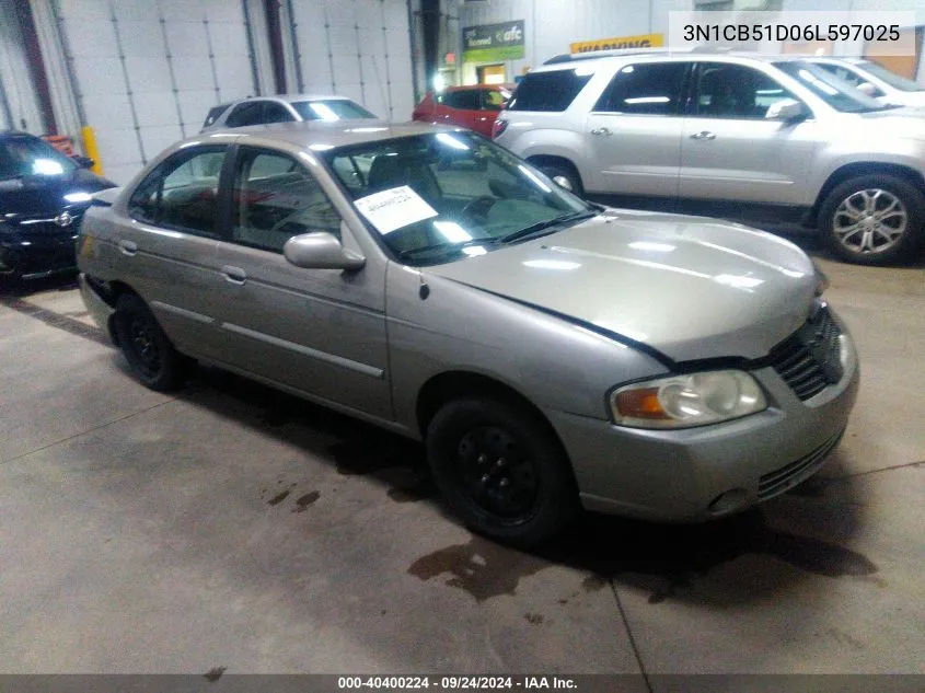 2006 Nissan Sentra 1.8S VIN: 3N1CB51D06L597025 Lot: 40400224