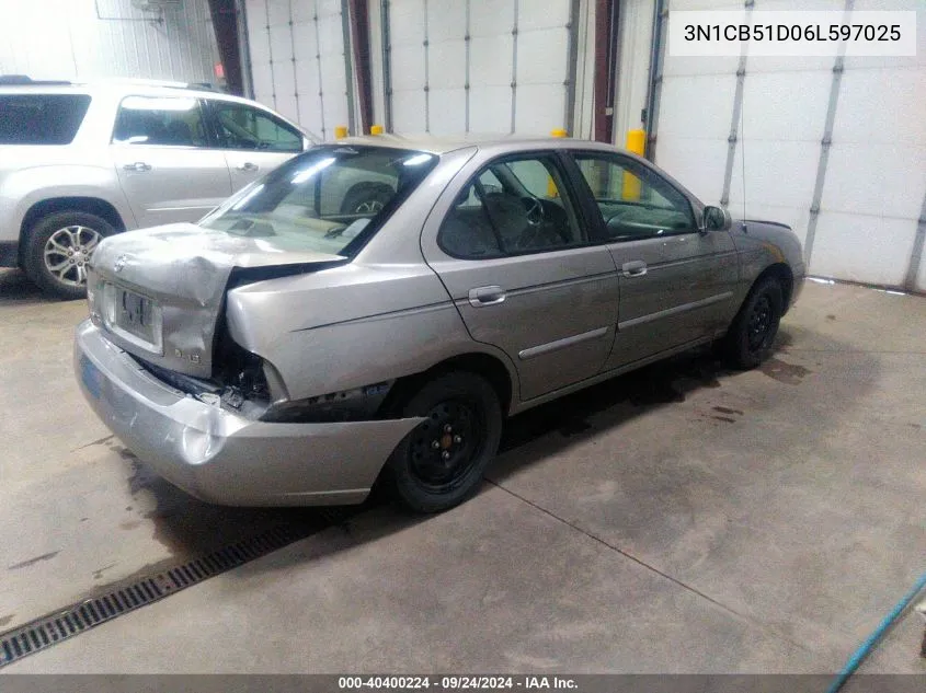 2006 Nissan Sentra 1.8S VIN: 3N1CB51D06L597025 Lot: 40400224