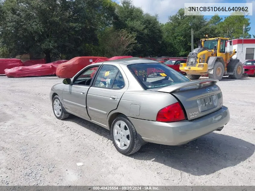 2006 Nissan Sentra 1.8S VIN: 3N1CB51D66L640962 Lot: 40425554