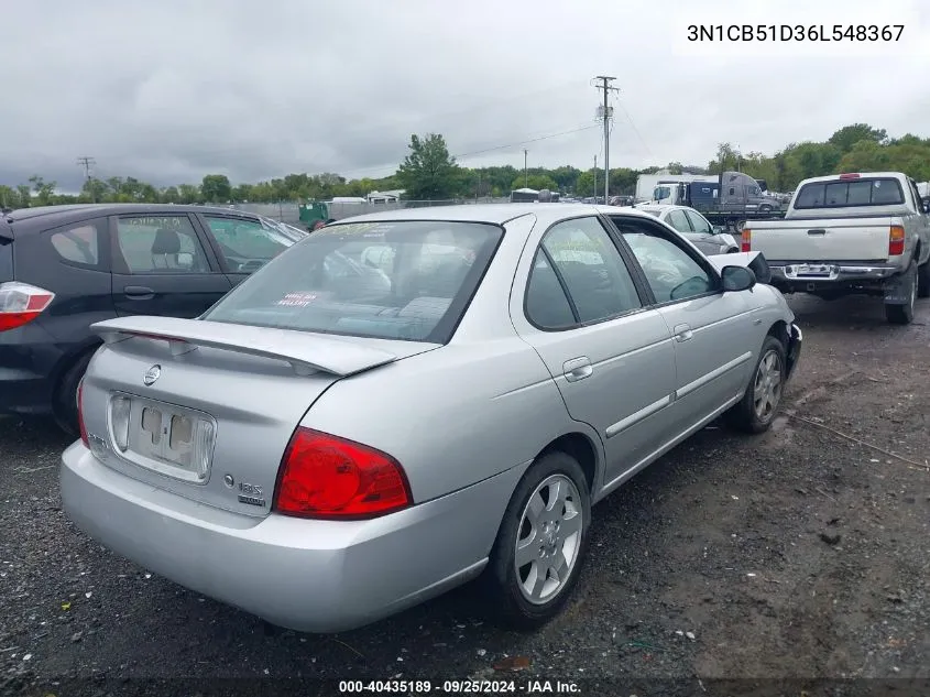 2006 Nissan Sentra 1.8S VIN: 3N1CB51D36L548367 Lot: 40435189