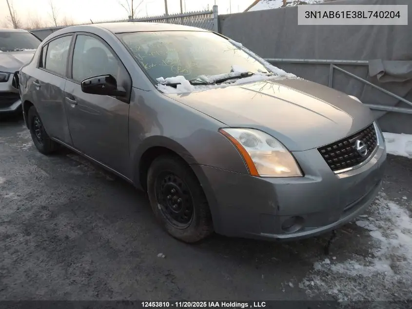 3N1AB61E38L740204 2008 Nissan Sentra 2.0