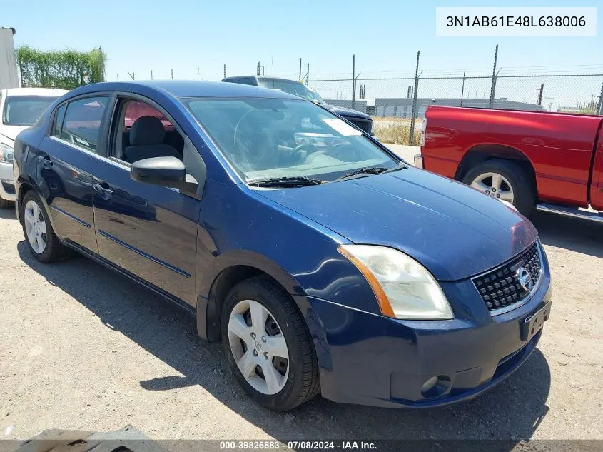 2008 Nissan Sentra 2.0 S VIN: 3N1AB61E48L638006 Lot: 39825583