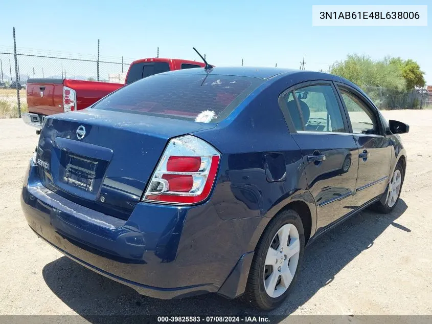 2008 Nissan Sentra 2.0 S VIN: 3N1AB61E48L638006 Lot: 39825583