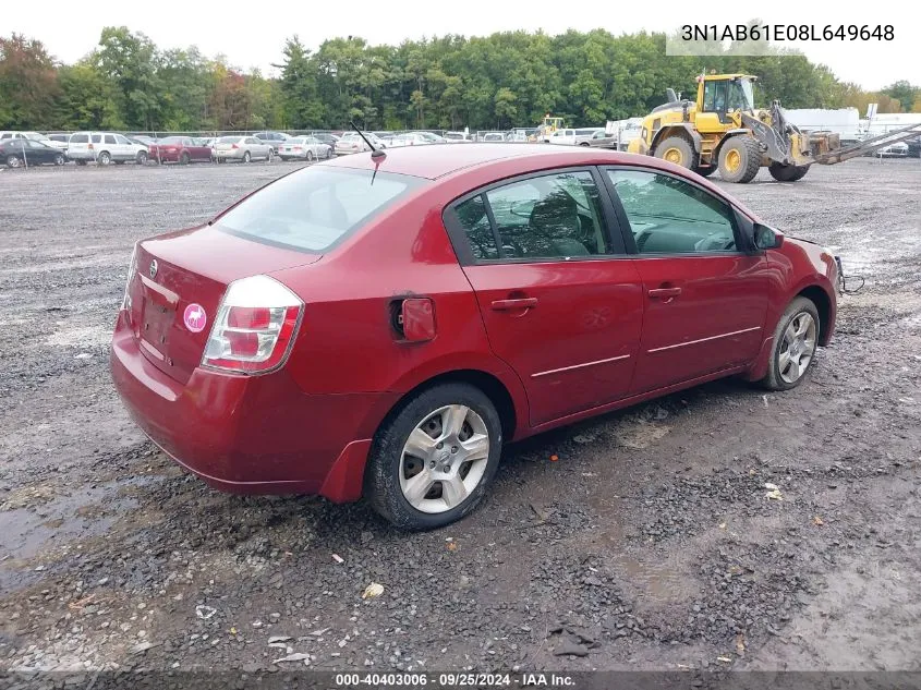 3N1AB61E08L649648 2008 Nissan Sentra 2.0S